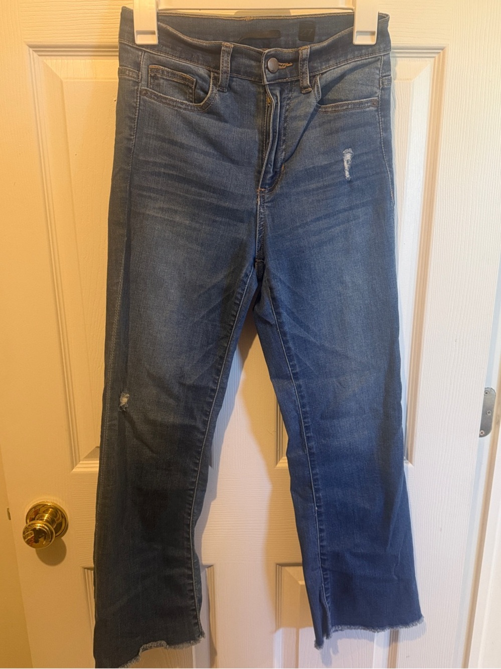 Women's Dark Blue Flare Jeans with Raw Hem